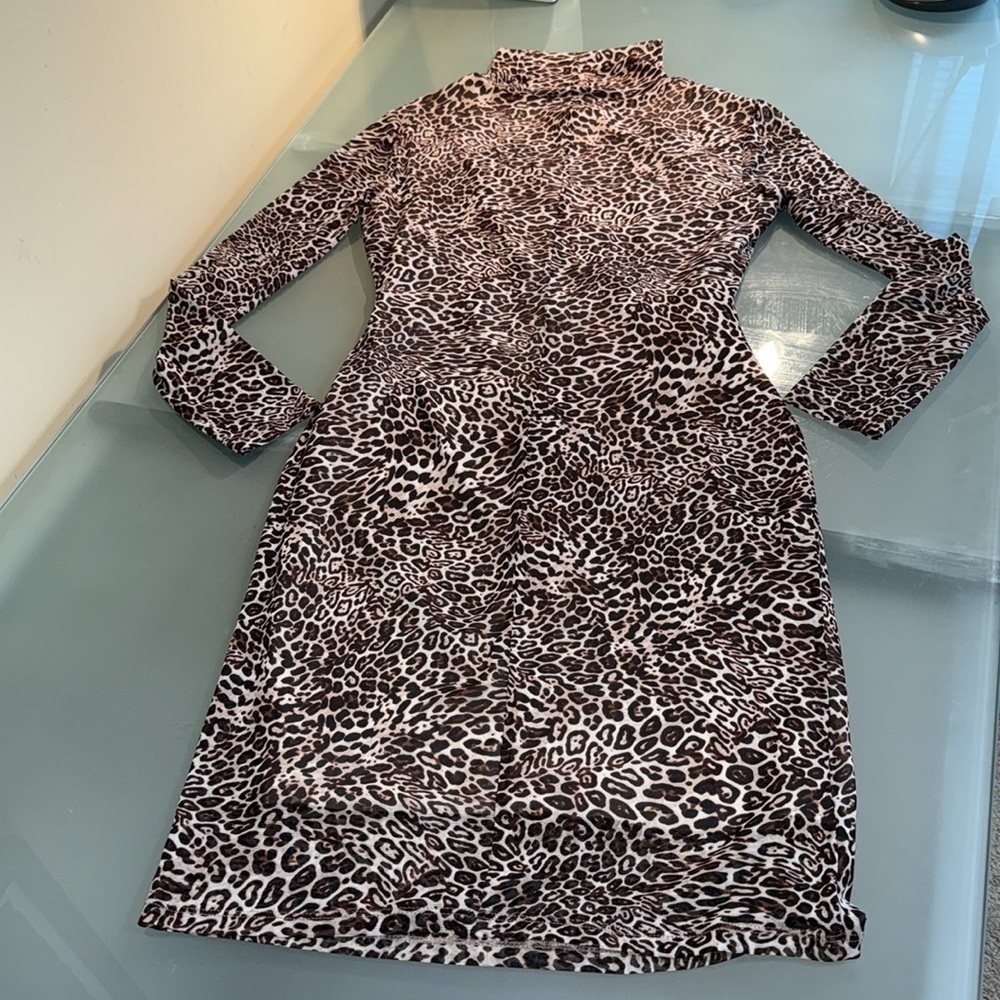 The Limited Leopard Print Ruched Dress Size M NWT Animal Print - Picture 2 of 11